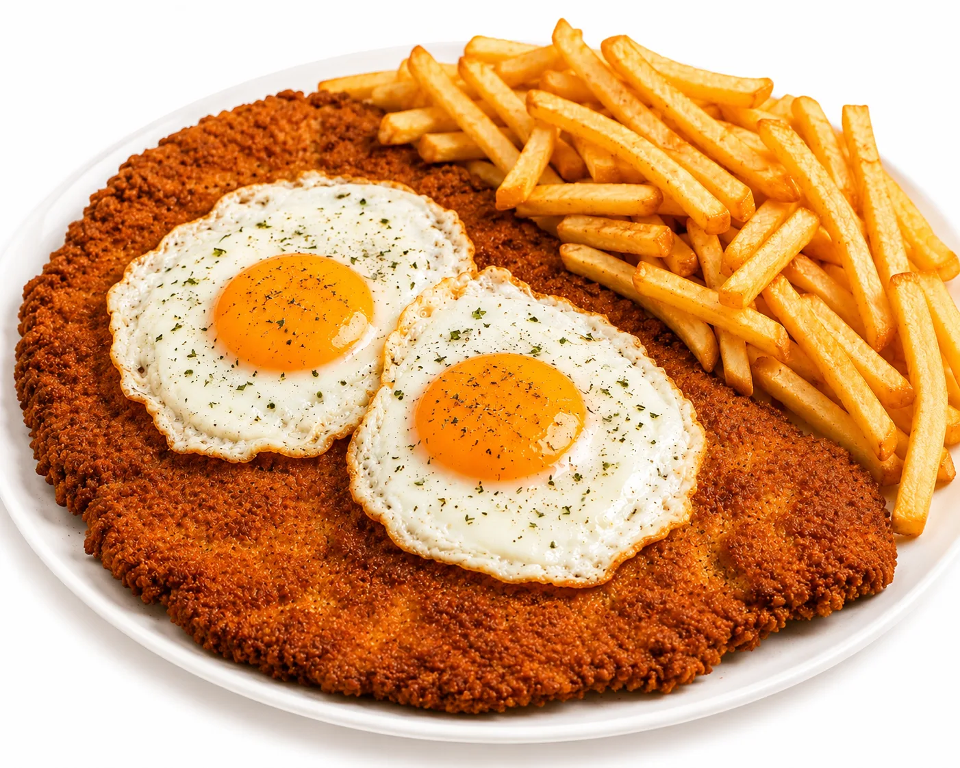 Milanesa XL a caballo con fritas (2 personas) — imagen 1 de 1